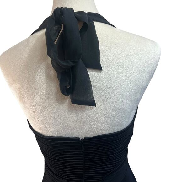 BCBGMaxAzria 100% Silk Halter Dress Women's 6 Black Glam Cocktail Marilyncore - Picture 7 of 13